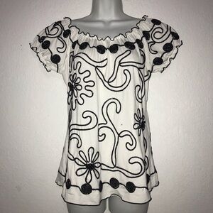 2/$25 Lauren Michelle Black Glitter Soutache Knit Top S